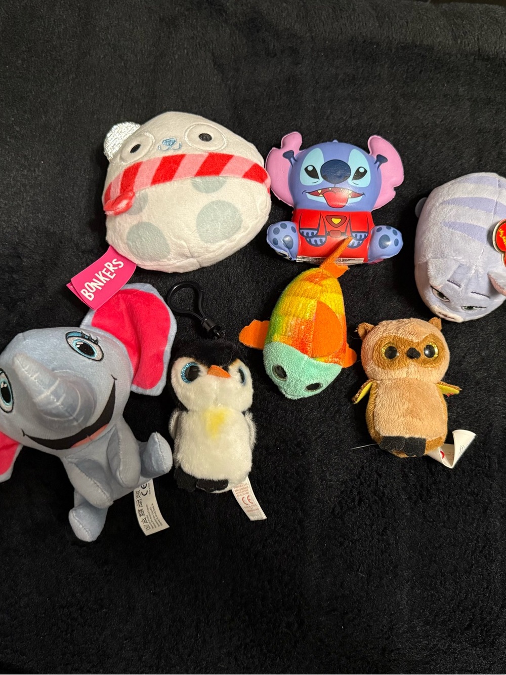 💞4/$35-Mini Plush Toy Lot TY Beanie Babies Disney Stitch Bonkers
